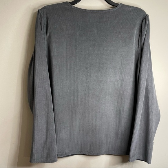 Gray Women's Liz Claiborne Keyhole Neck XXL Top - Picture 2 of 5
